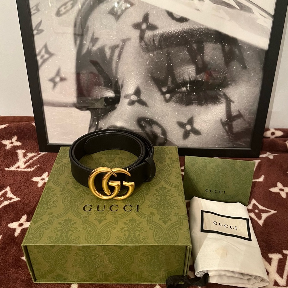 Authentic Gucci Marmont Thin Belt 75